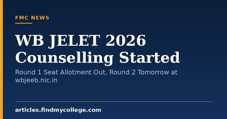 WB JELET 2026 Counselling Started: Round 1 Seat Allotment Out, Round 2 Tomorrow at wbjeeb.nic.in
