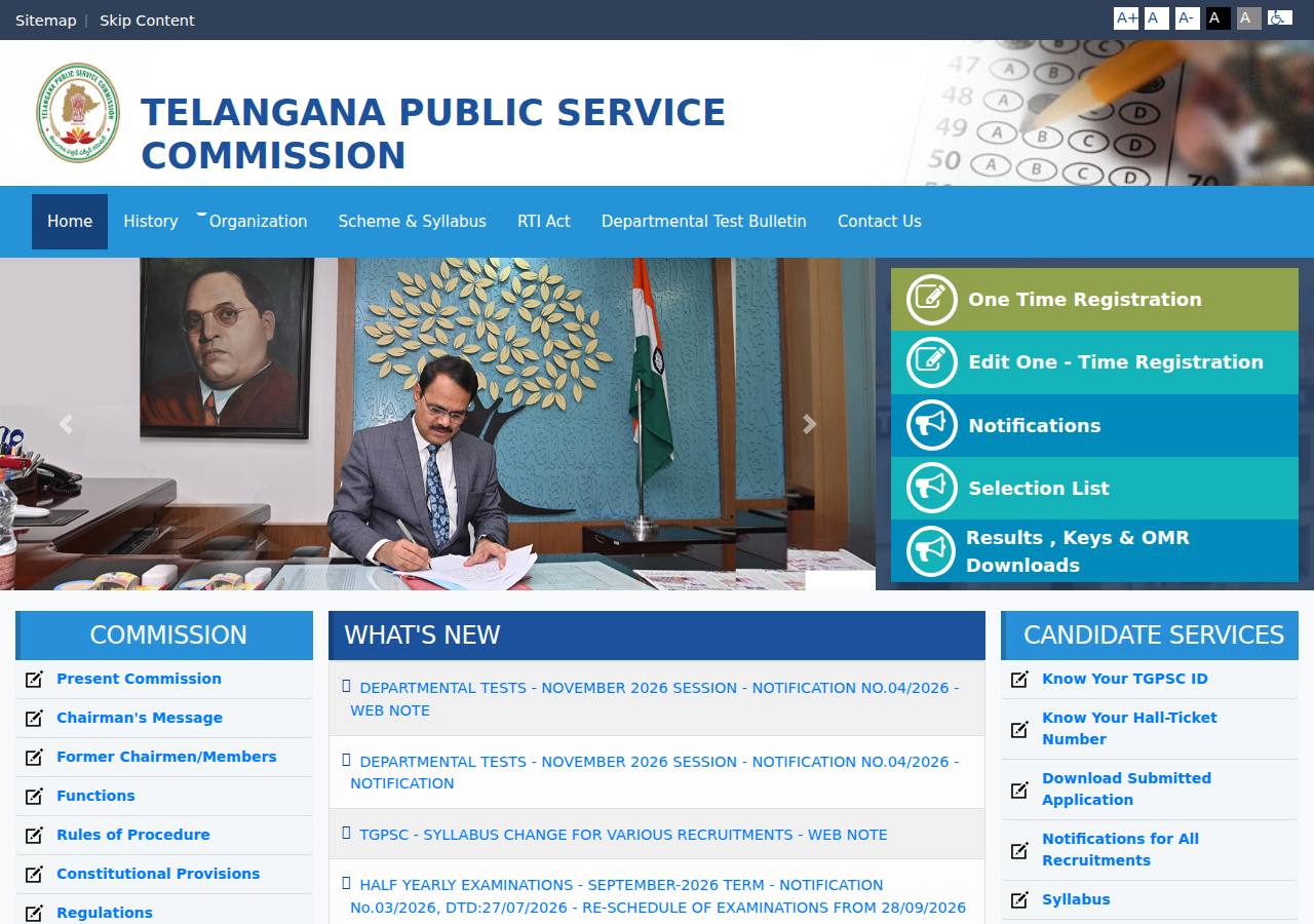 websitenew.tgpsc.gov.in homepage