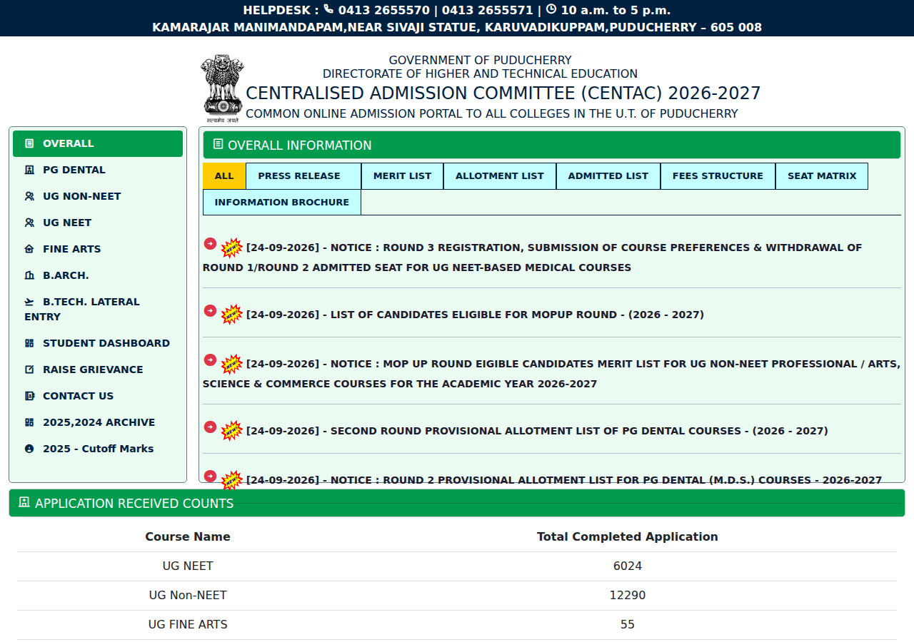 www.centacpuducherry.in homepage