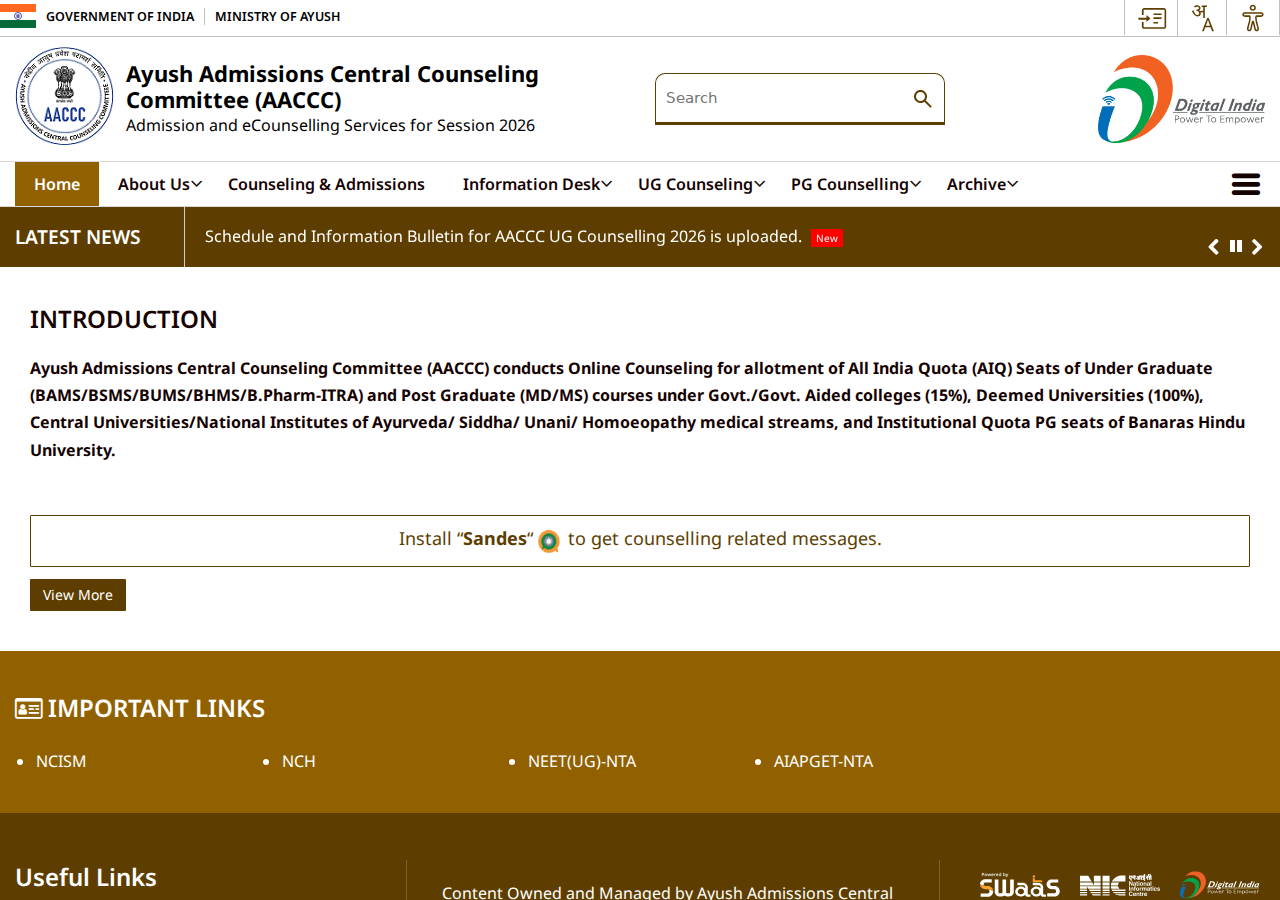 aaccc.gov.in homepage