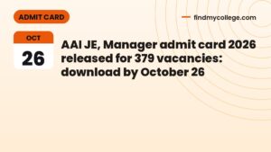 AAI JE, Manager admit card 2026 released for 379 vacancies: download by October 26