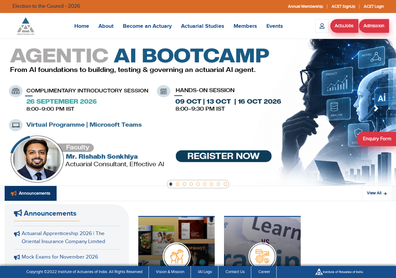 actuariesindia.org homepage