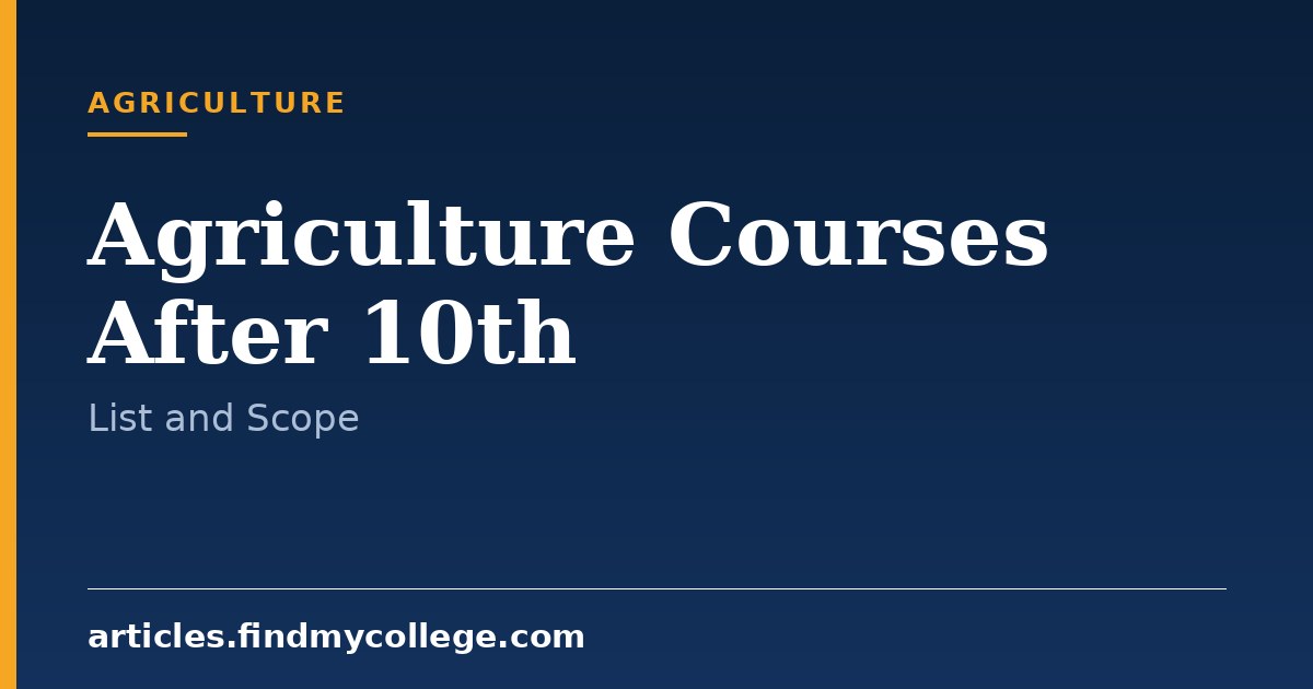 Agriculture Courses After 10th: Options, Eligibility and Scope