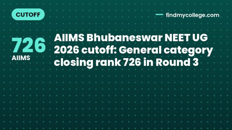 AIIMS Bhubaneswar NEET UG 2026 cutoff: General category closing rank 726 in Round 3