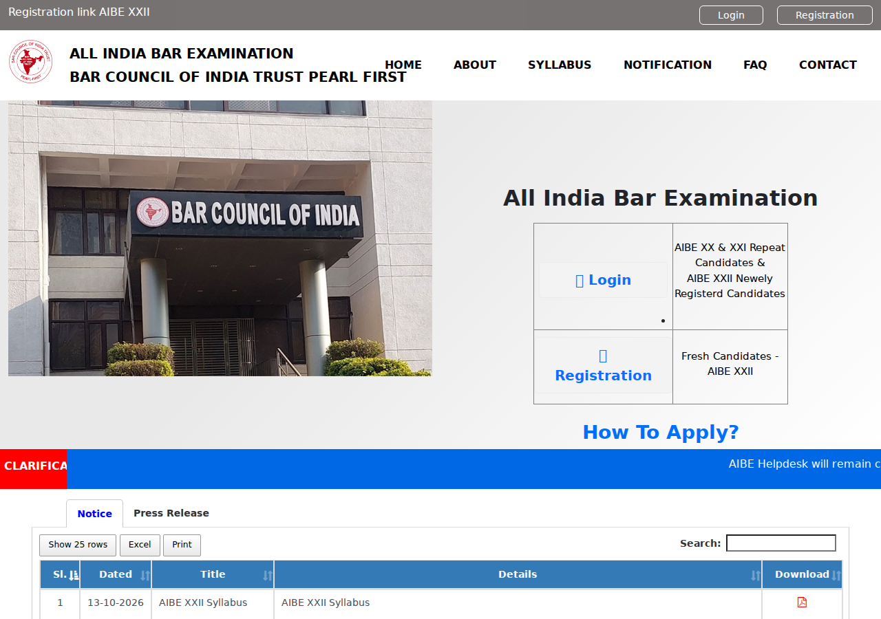 allindiabarexamination.com homepage
