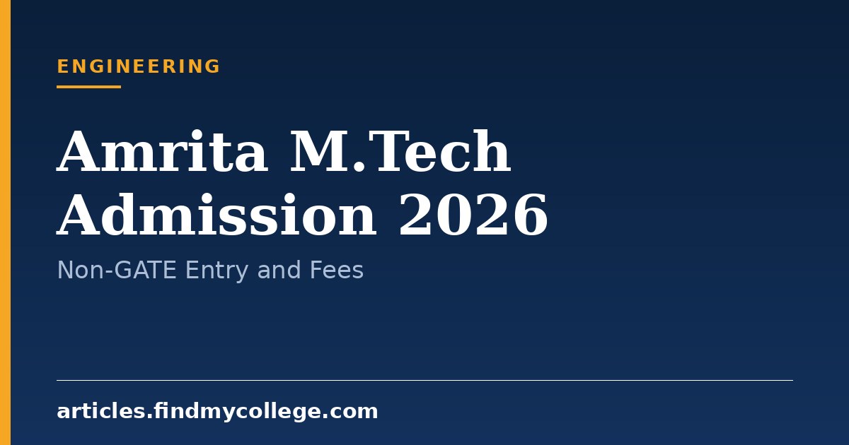 Amrita M.Tech Admission 2026: Non-GATE Direct Entry and Application