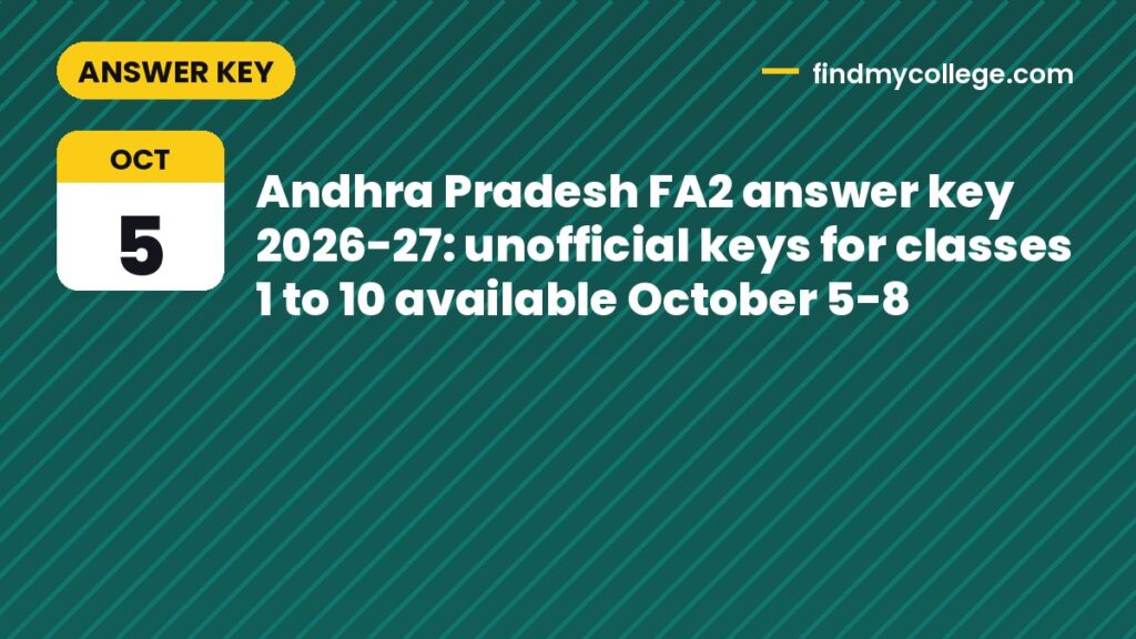 Andhra Pradesh FA2 answer key 2026-27: unofficial keys for classes 1 to 10 available October 5-8