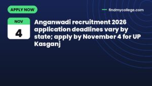 Anganwadi recruitment 2026 application deadlines vary by state; apply by November 4 for UP Kasganj