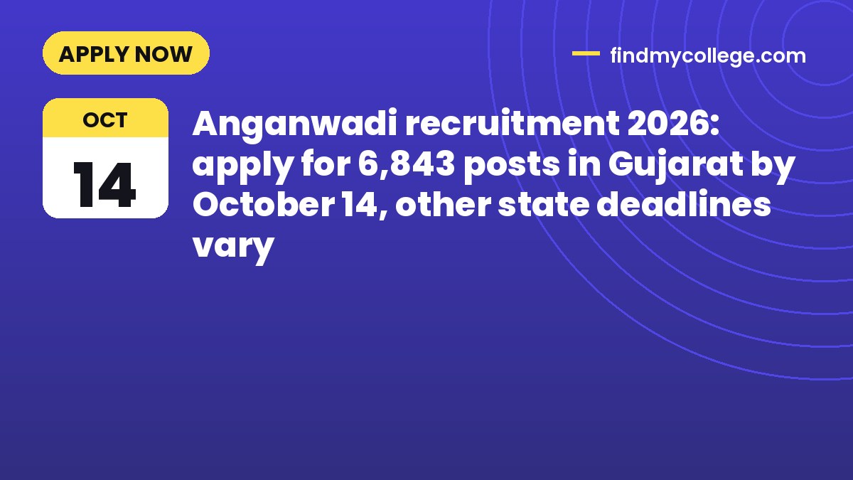 Anganwadi recruitment 2026: apply for 6,843 posts in Gujarat by October 14, other state deadlines vary