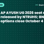 AP AYUSH UG 2026 seat matrix released by NTRUHS; BNYS web options close October 4