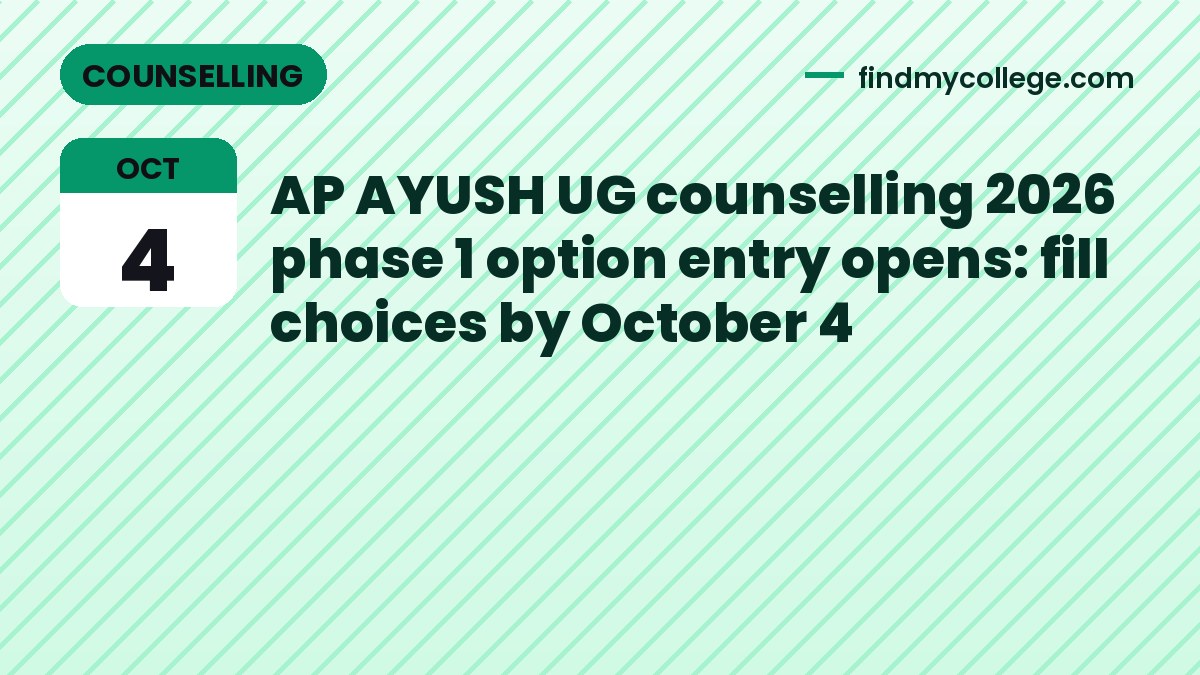 AP AYUSH UG counselling 2026 phase 1 option entry opens: fill choices by October 4