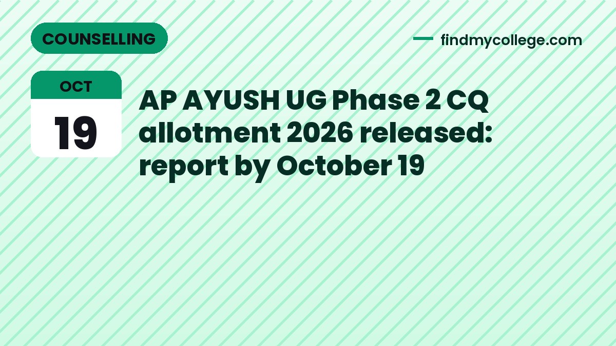 AP AYUSH UG Phase 2 CQ allotment 2026 released: report by October 19