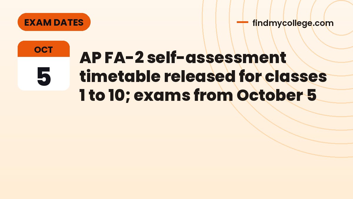 AP FA-2 self-assessment timetable released for classes 1 to 10; exams from October 5