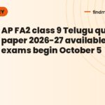 AP FA2 class 9 Telugu question paper 2026-27 available soon: exams begin October 5
