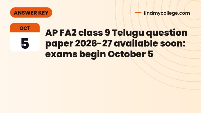 AP FA2 class 9 Telugu question paper 2026-27 available soon: exams begin October 5