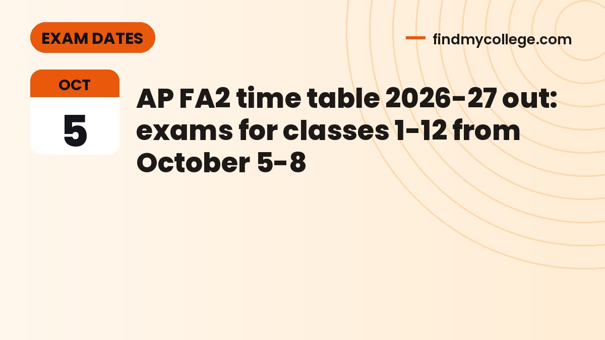 AP FA2 time table 2026-27 out: exams for classes 1-12 from October 5-8