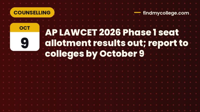 AP LAWCET 2026 Phase 1 seat allotment results out; report to colleges by October 9