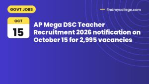 AP Mega DSC Teacher Recruitment 2026 notification on October 15 for 2,995 vacancies