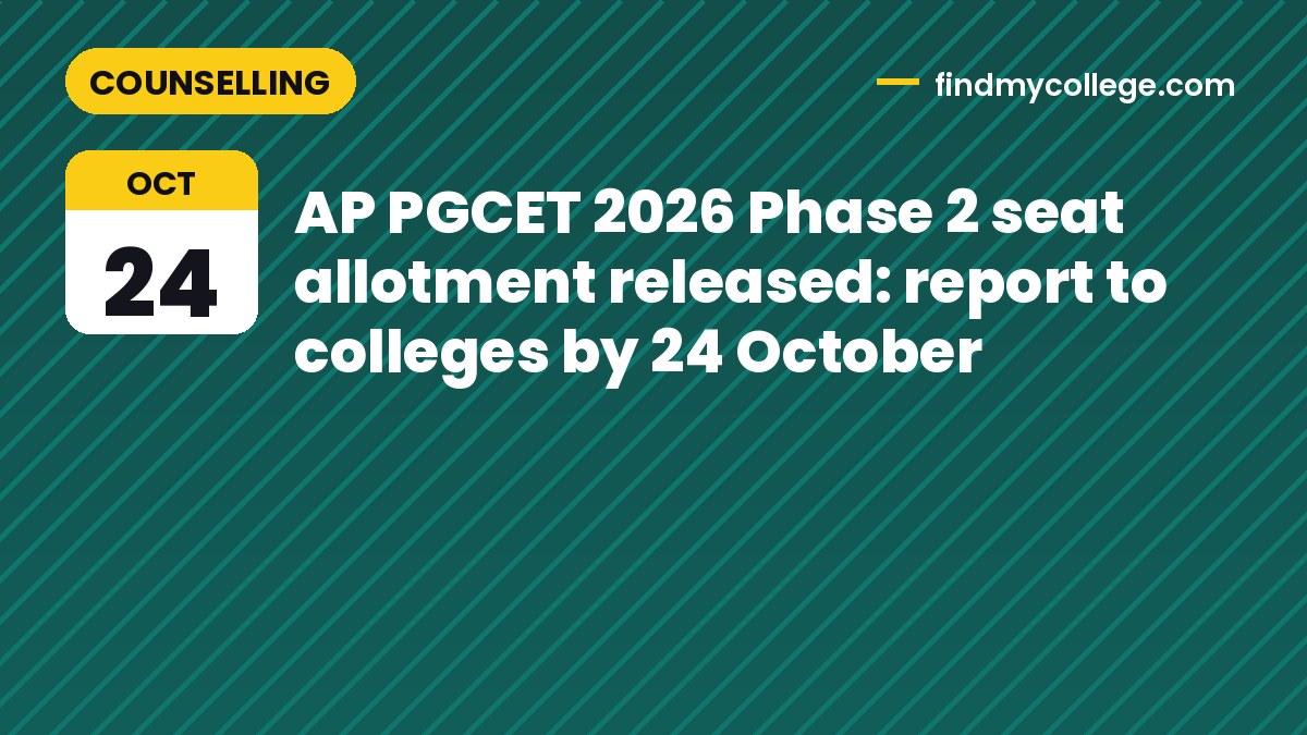 AP PGCET 2026 Phase 2 seat allotment released: report to colleges by 24 October