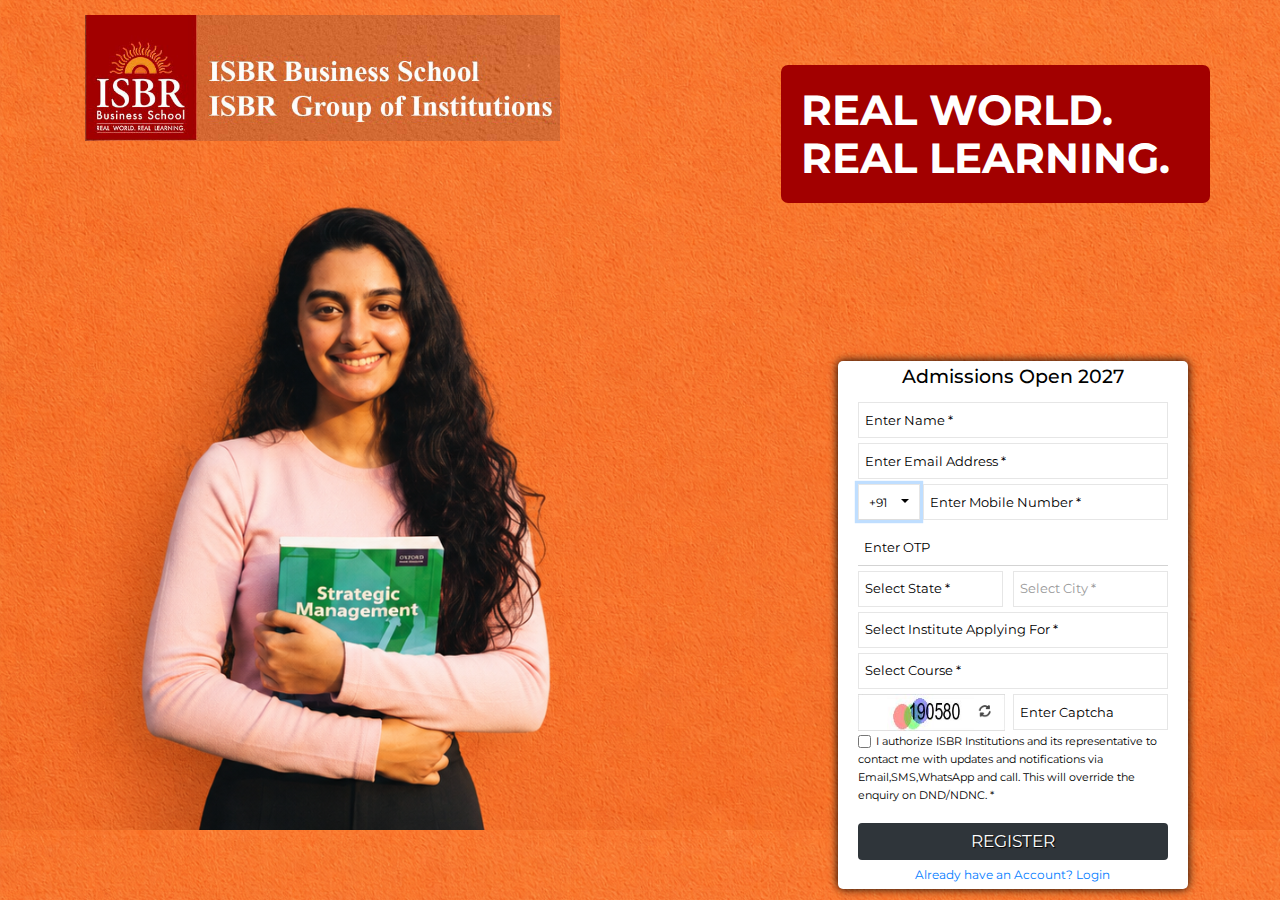 apply.isbr.edu.in homepage