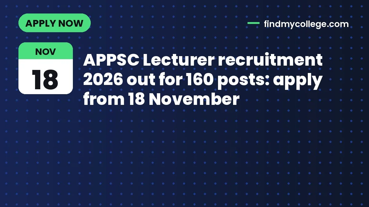 APPSC Lecturer recruitment 2026 out for 160 posts: apply from 18 November