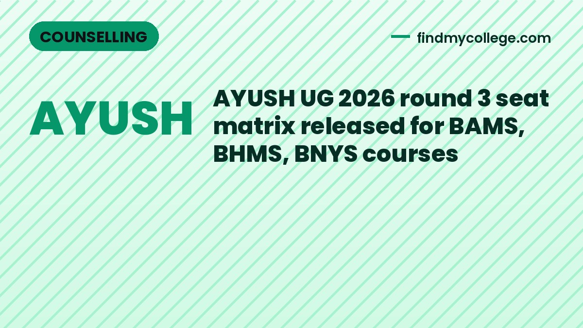 AYUSH UG 2026 round 3 seat matrix released for BAMS, BHMS, BNYS courses