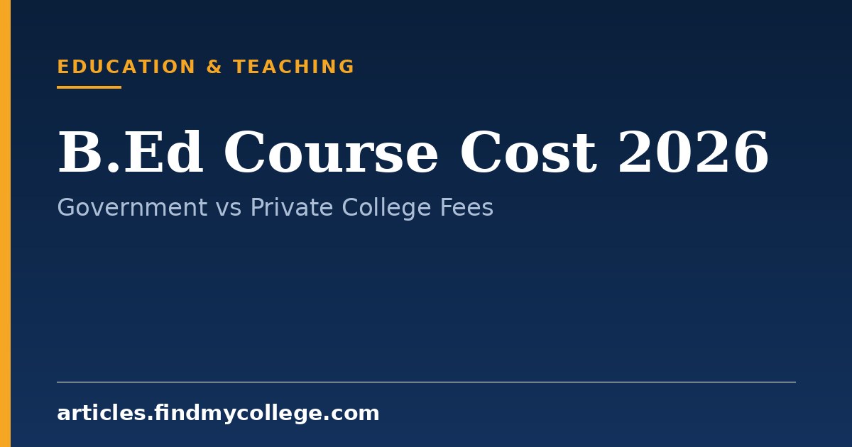 B.Ed Course Cost 2026: Fee Structure for Govt and Private Colleges