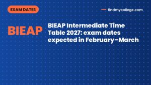 BIEAP Intermediate Time Table 2027: exam dates expected in February–March