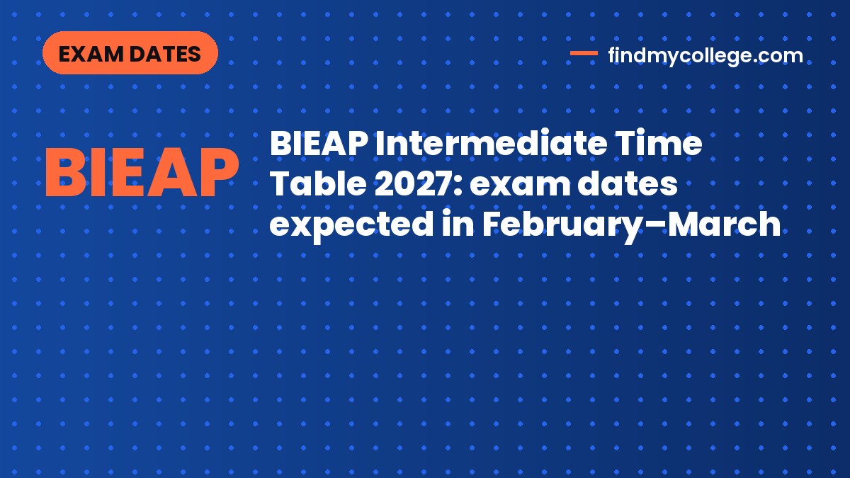 BIEAP Intermediate Time Table 2027: exam dates expected in February–March