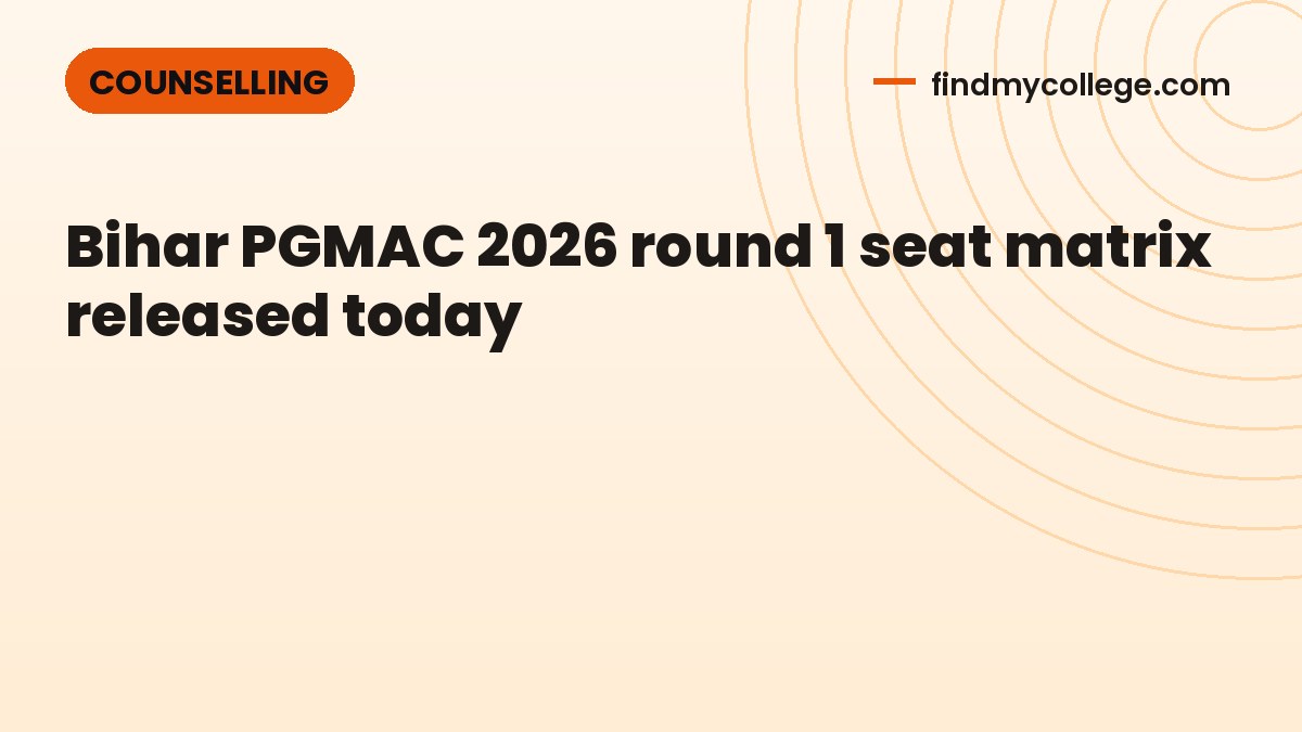 Bihar PGMAC 2026 round 1 seat matrix released today