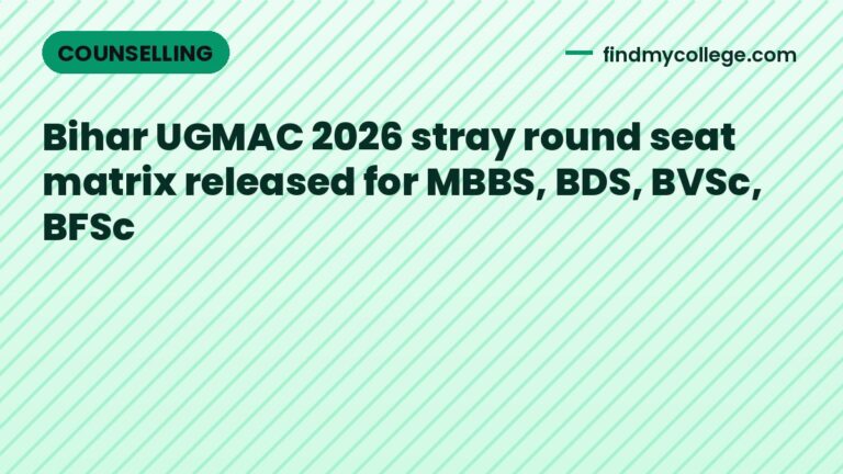 Bihar UGMAC 2026 stray round seat matrix released for MBBS, BDS, BVSc, BFSc