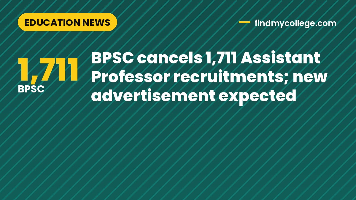 BPSC cancels 1,711 Assistant Professor recruitments; new advertisement expected