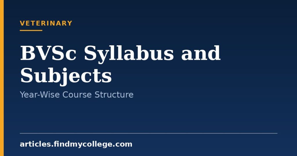 BVSc Syllabus and Subjects: Year-Wise VCI Curriculum
