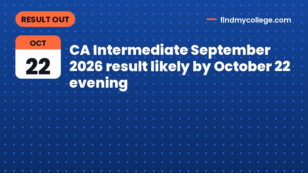 CA Intermediate September 2026 result likely by October 22 evening