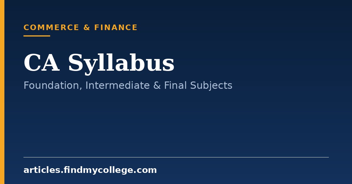 CA Syllabus: Course Structure & Subjects for All Levels