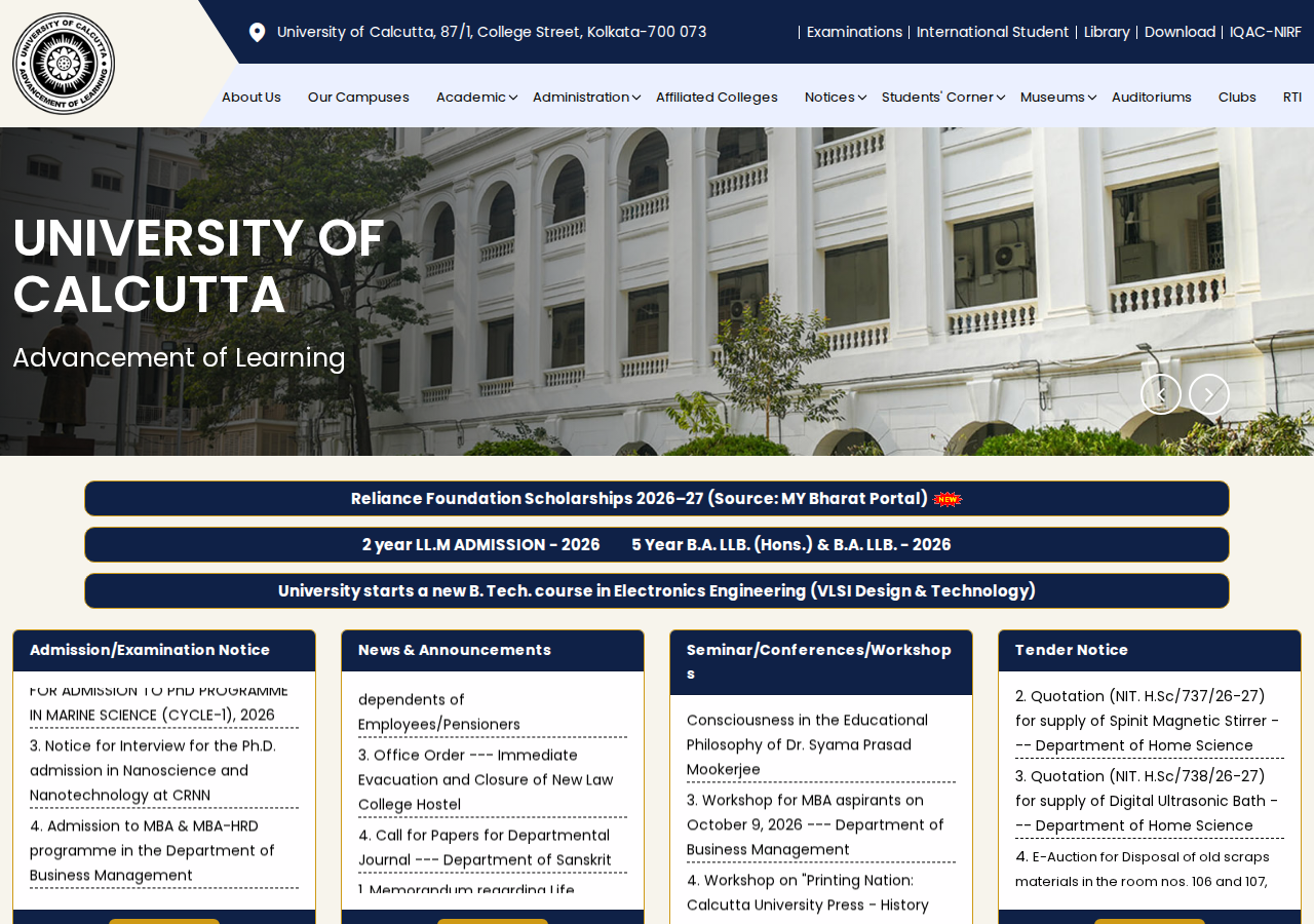 caluniv.ac.in homepage