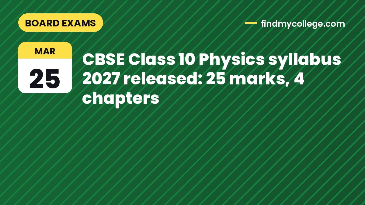 CBSE Class 10 Physics syllabus 2027 released: 25 marks, 4 chapters