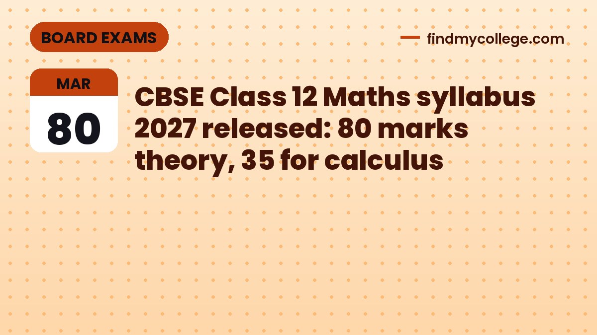 CBSE Class 12 Maths syllabus 2027 released: 80 marks theory, 35 for calculus