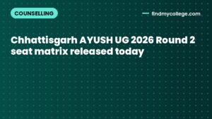 Chhattisgarh AYUSH UG 2026 Round 2 seat matrix released today
