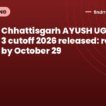 Chhattisgarh AYUSH UG Round 3 cutoff 2026 released: report by October 29