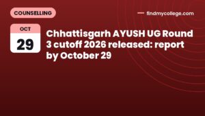 Chhattisgarh AYUSH UG Round 3 cutoff 2026 released: report by October 29