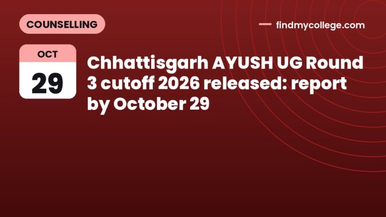 Chhattisgarh AYUSH UG Round 3 cutoff 2026 released: report by October 29