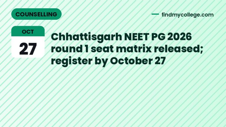 Chhattisgarh NEET PG 2026 round 1 seat matrix released; register by October 27