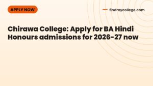 Chirawa College: Apply for BA Hindi Honours admissions for 2026-27 now