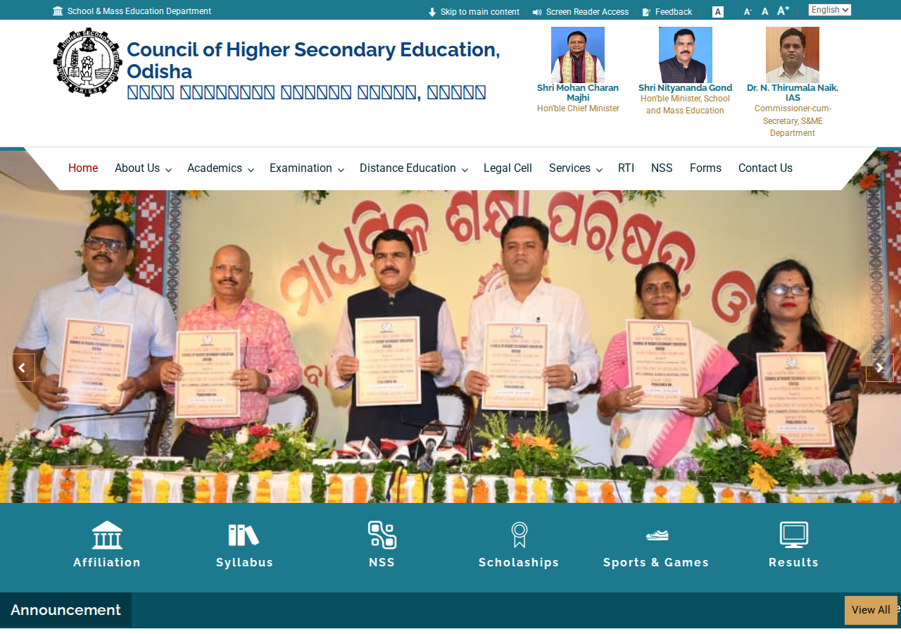 chseodisha.nic.in homepage