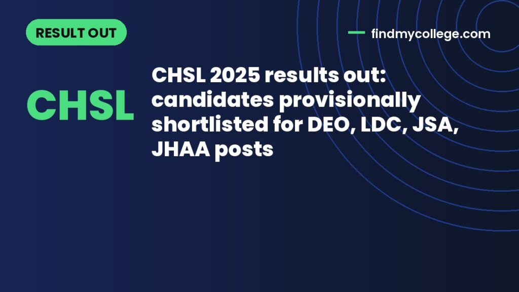 CHSL 2025 results out: candidates provisionally shortlisted for DEO, LDC, JSA, JHAA posts