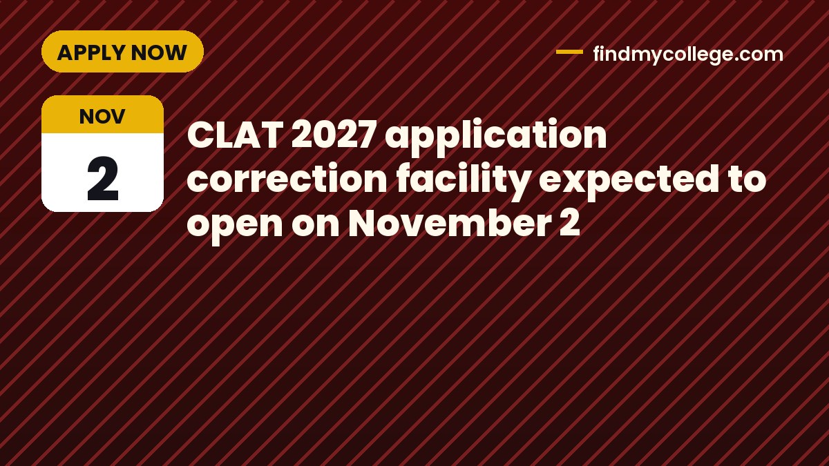 CLAT 2027 application correction facility expected to open on November 2