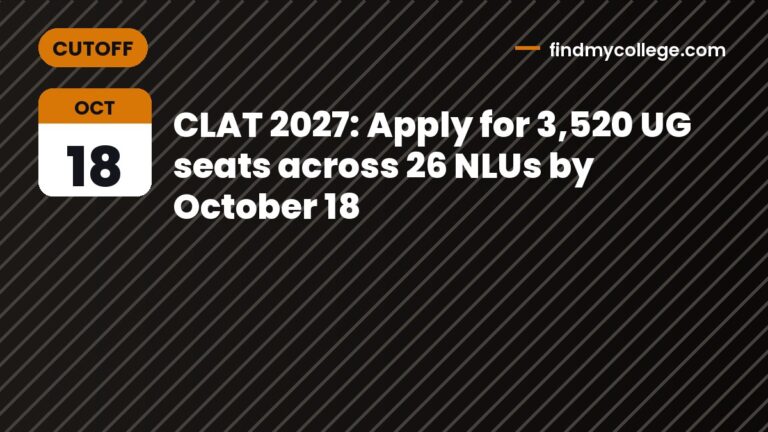 CLAT 2027: Apply for 3,520 UG seats across 26 NLUs by October 18