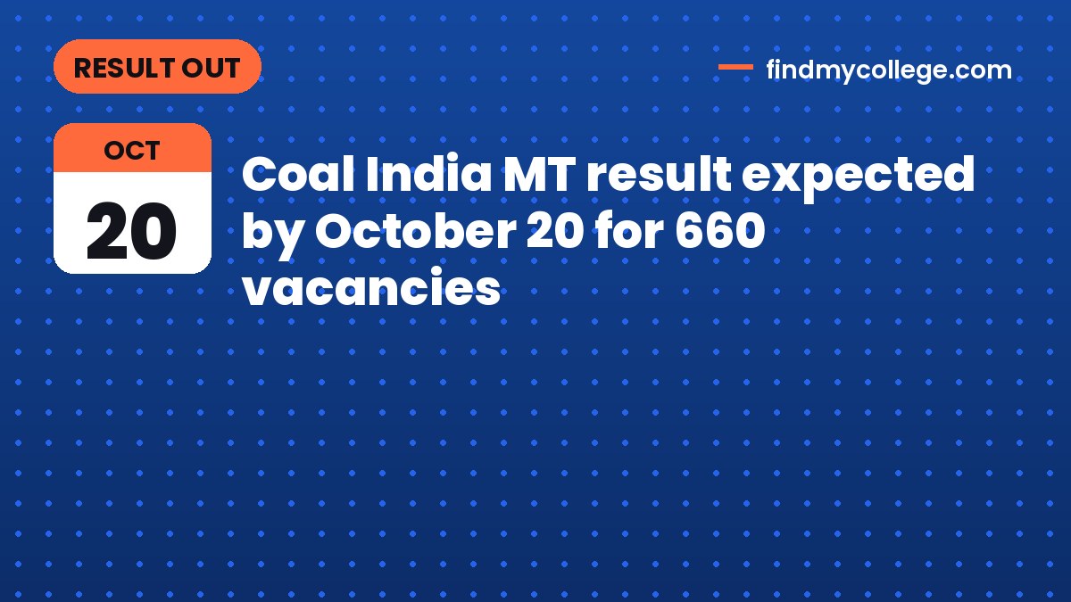 Coal India MT result expected by October 20 for 660 vacancies