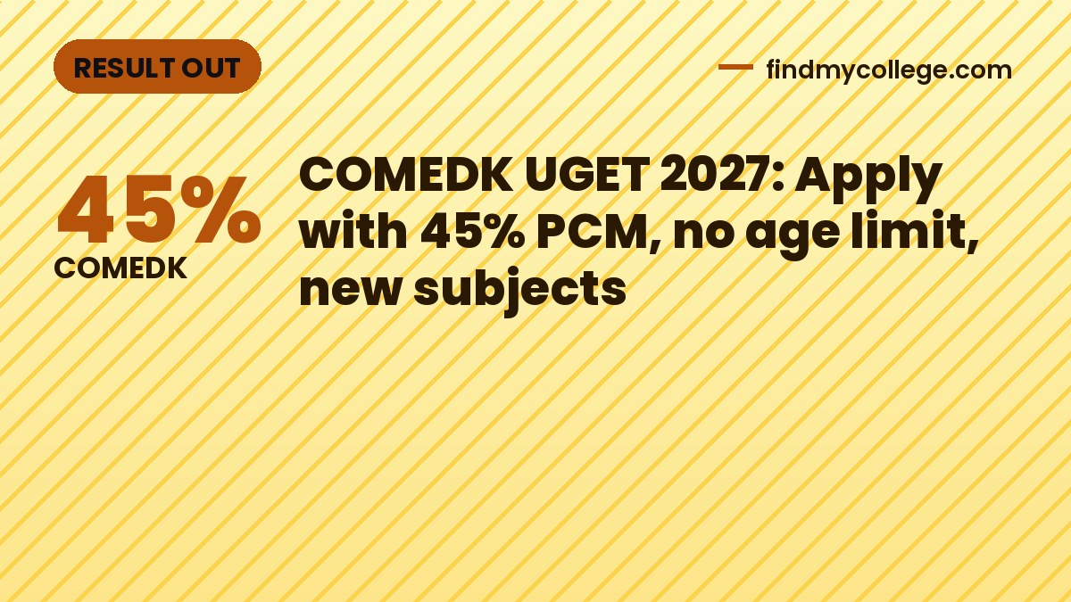 COMEDK UGET 2027: Apply with 45% PCM, no age limit, new subjects